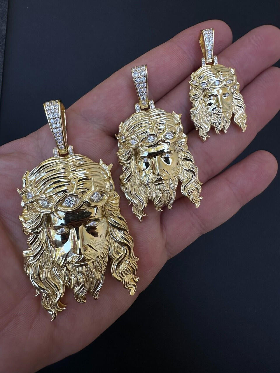 HarlemBling Real 14k Gold Vermeil 925 Silver MOISSANITE Jesus Piece Iced Pendant Necklace