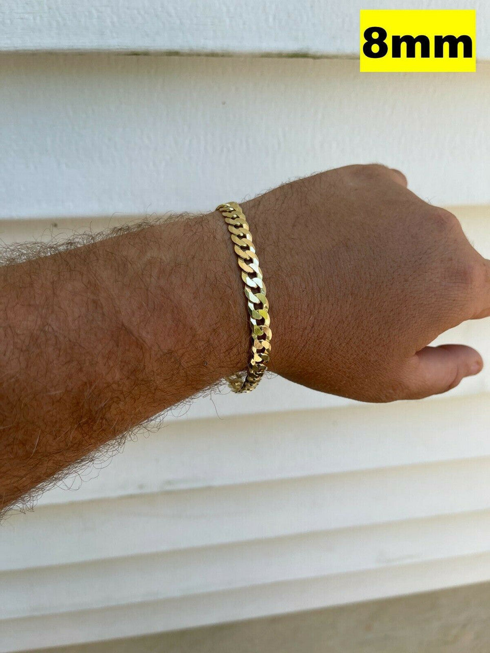 HarlemBling Real 14k Gold Vermeil 925 Sterling Silver Flat Cuban Bracelet 3-10mm Mens Ladies