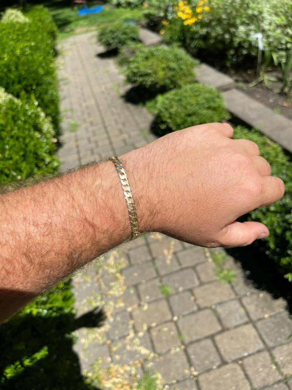 HarlemBling Real 14k Gold Vermeil 925 Sterling Silver Flat Cuban Bracelet 3-10mm Mens Ladies