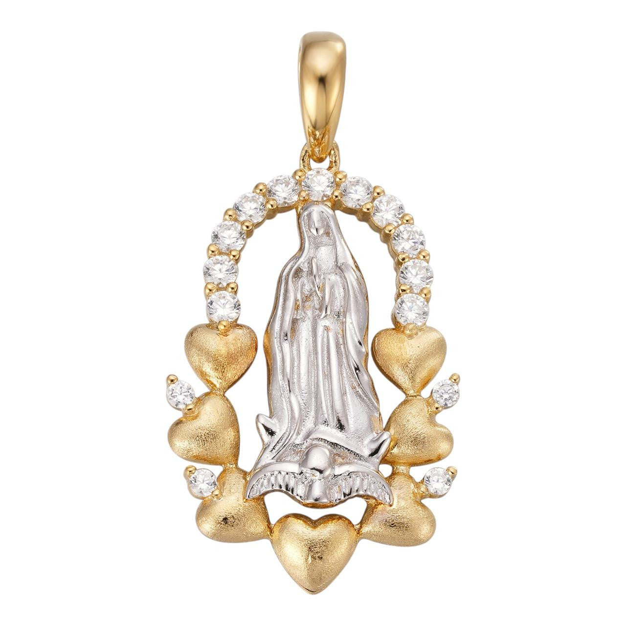 HarlemBling Real 14k Yellow Gold Over 925 Silver Virgin Mary Pendant Iced Hip Hop Men Ladies