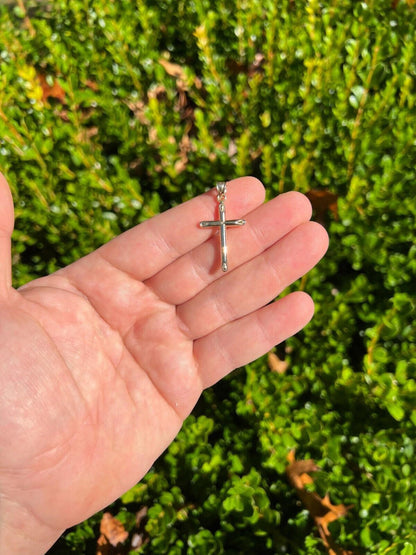 HarlemBling Real 14k Yellow Gold Plain Cross Crucifix Pendant Necklace Mens Ladies 1 Medium
