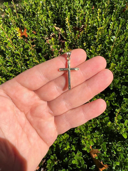 HarlemBling Real 14k Yellow Gold Plain Cross Crucifix Pendant Necklace Mens Ladies 1 Medium