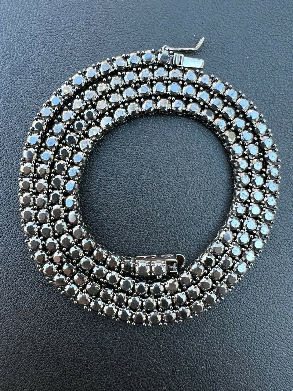 HarlemBling REAL 3mm Black MOISSANITE Tennis Chain Necklace - Passes Diamond Tester 14-24