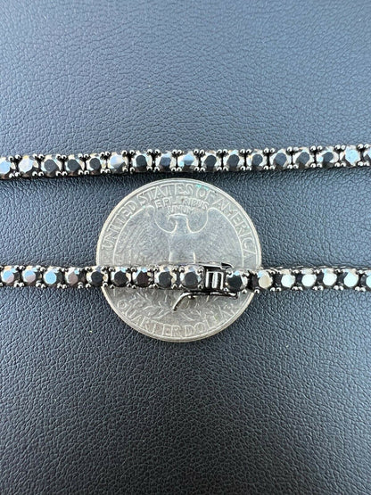 HarlemBling REAL 3mm Black MOISSANITE Tennis Chain Necklace - Passes Diamond Tester 14-24