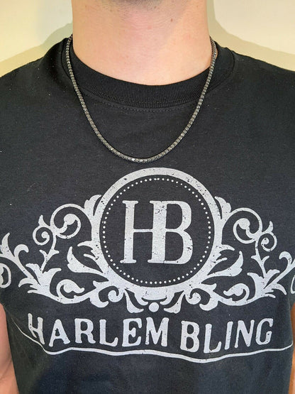 HarlemBling REAL 3mm Black MOISSANITE Tennis Chain Necklace - Passes Diamond Tester 14-24
