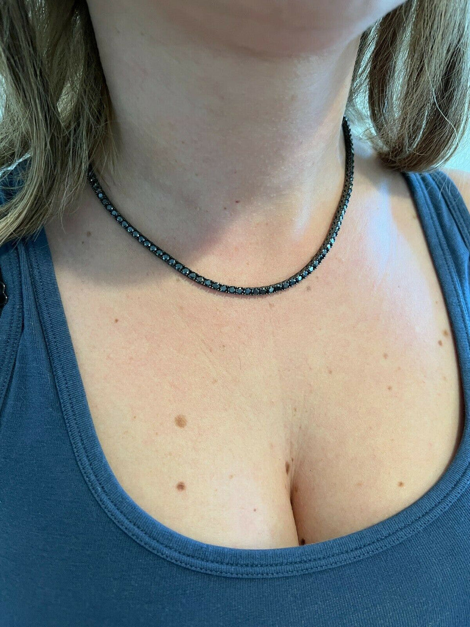 HarlemBling REAL 3mm Black MOISSANITE Tennis Chain Necklace - Passes Diamond Tester 14-24