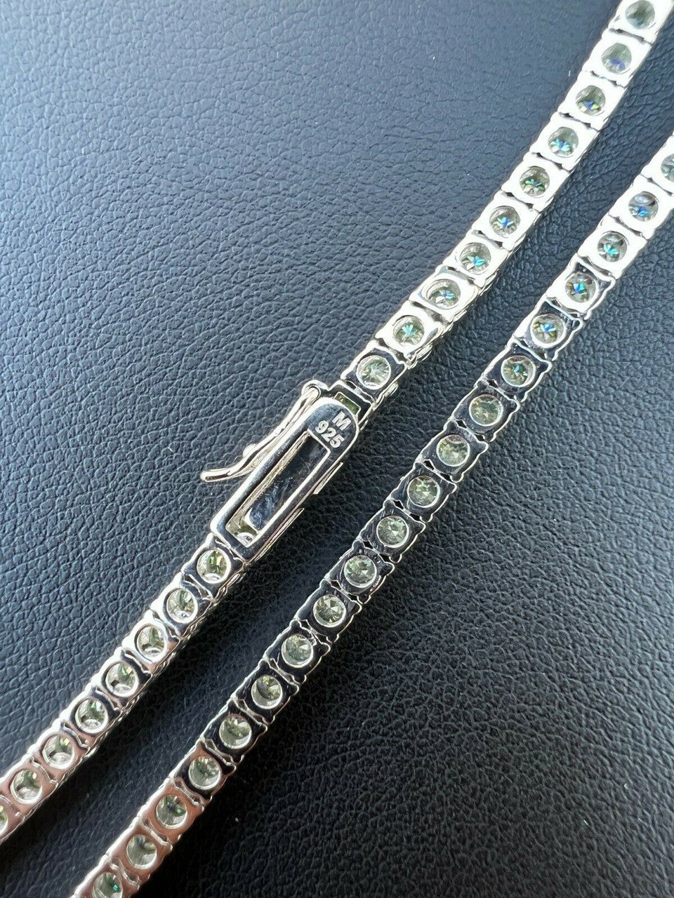 HarlemBling REAL 3mm Blue Green MOISSANITE Tennis Chain Necklace - Pass Diamond Test 14-24