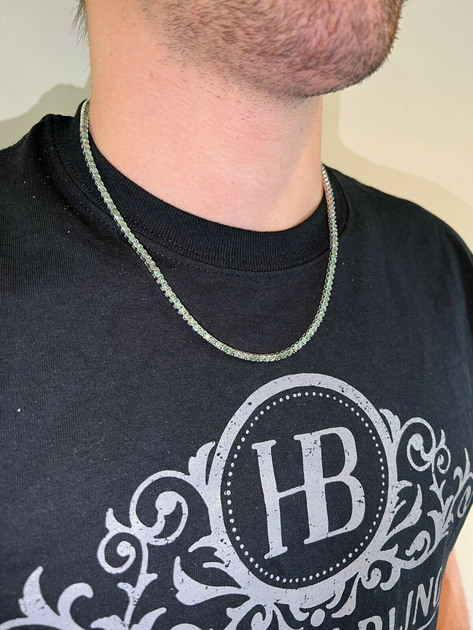 HarlemBling REAL 3mm Blue Green MOISSANITE Tennis Chain Necklace - Pass Diamond Test 14-24