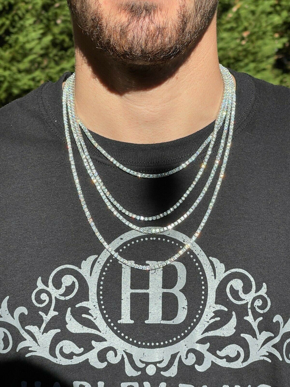 REAL 3mm MOISSANITE Tennis Chain Necklace - VVS D Color - Passes