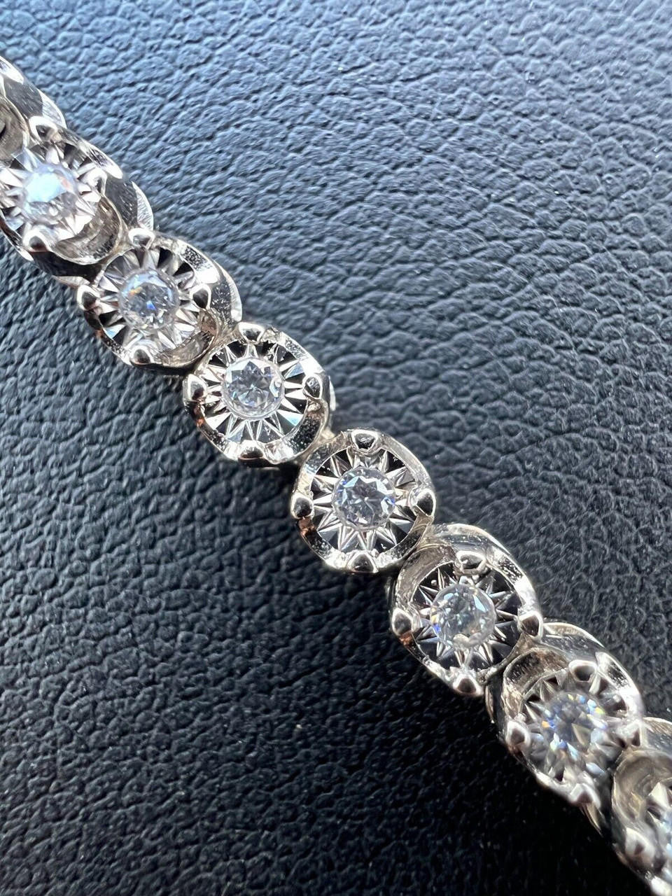 HarlemBling Real 3mm Natural VS D Diamond Illusion Set Tennis Bracelet In 925 Silver 6-8.5"