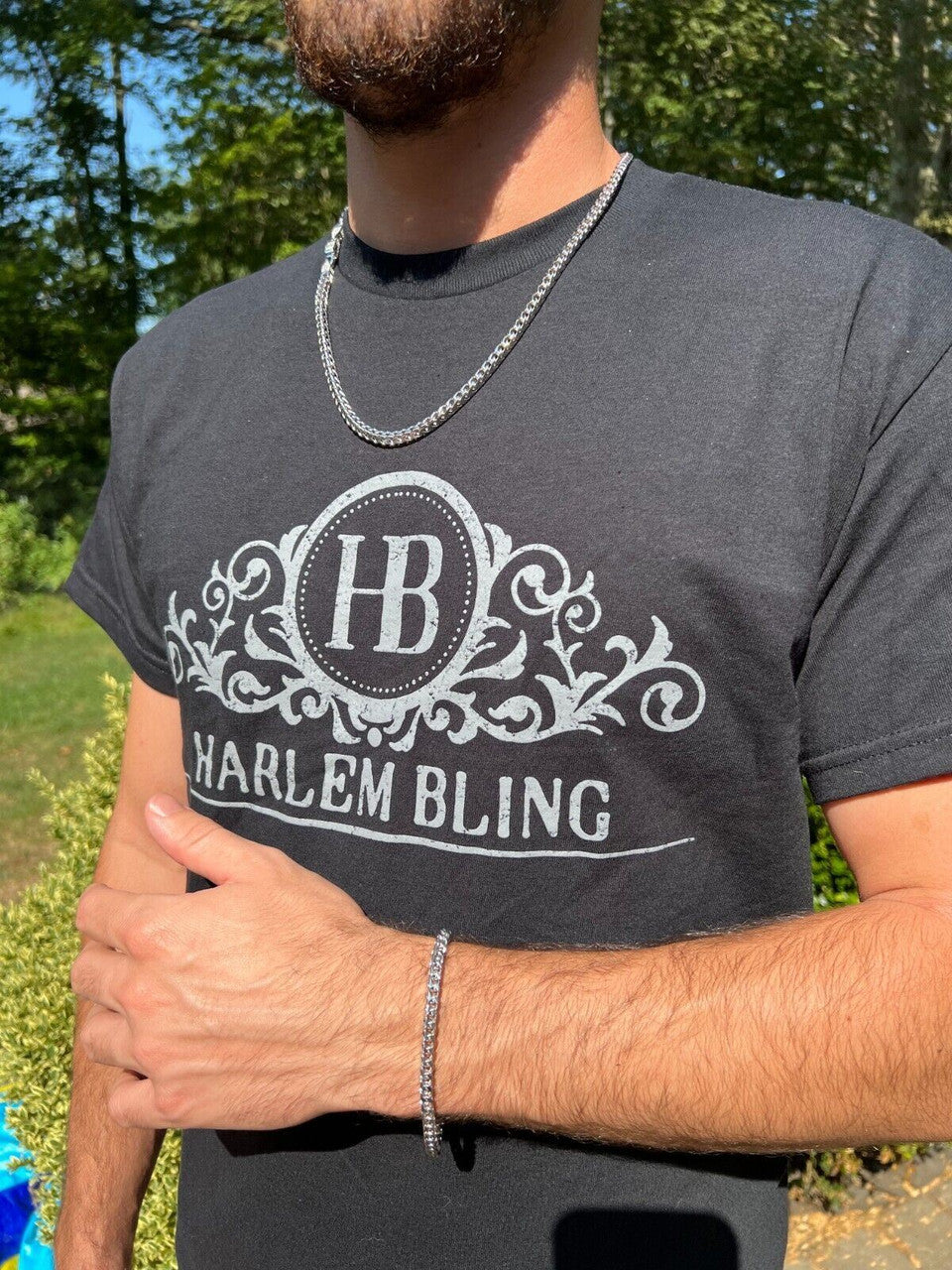 HarlemBling Real 5mm Franco Chain Necklace Bracelet Solid 925 Silver Iced MOISSANITE Clasp