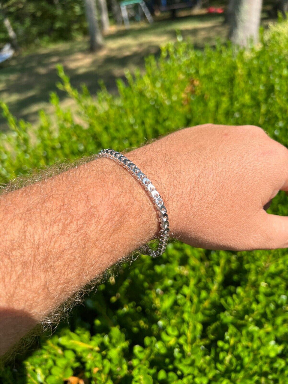 HarlemBling Real 5mm Franco Chain Necklace Bracelet Solid 925 Silver Iced MOISSANITE Clasp