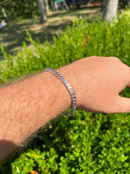 HarlemBling Real 5mm Franco Chain Necklace Bracelet Solid 925 Silver Iced MOISSANITE Clasp