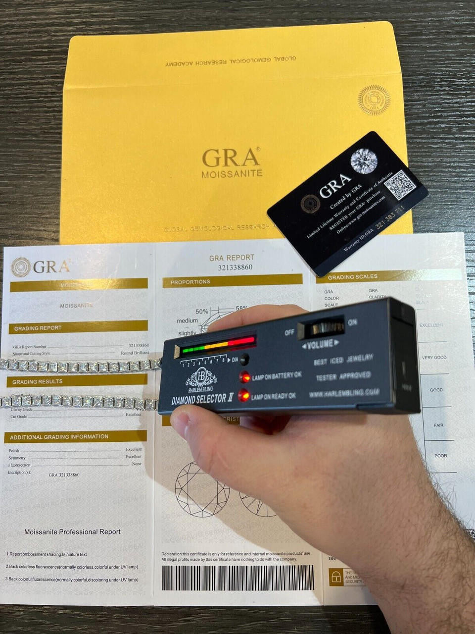 HarlemBling REAL 5mm MOISSANITE Princess Cut Square Tennis Chain Necklace Pass Diamond Tester