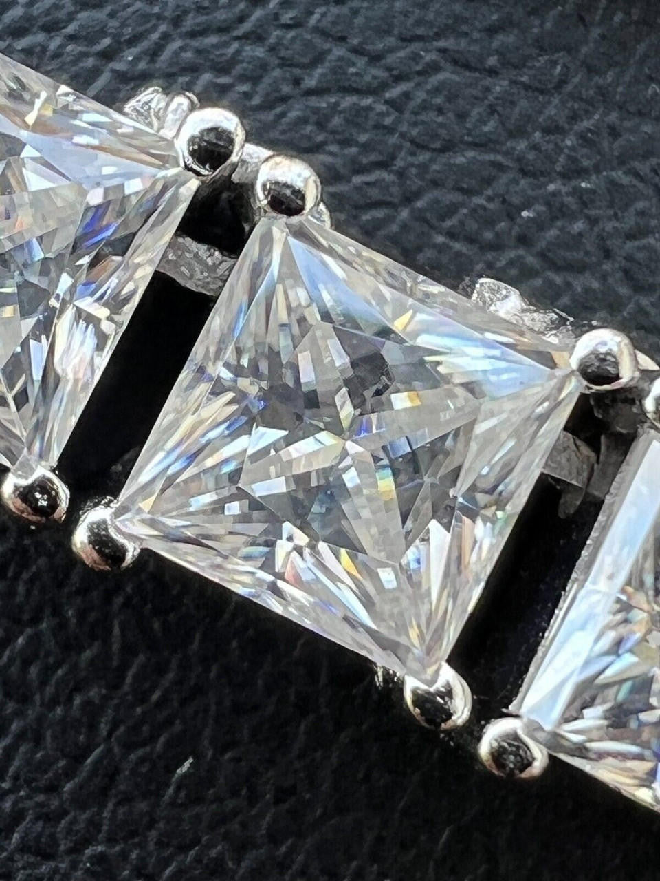 HarlemBling REAL 5mm MOISSANITE Princess Cut Square Tennis Chain Necklace Pass Diamond Tester