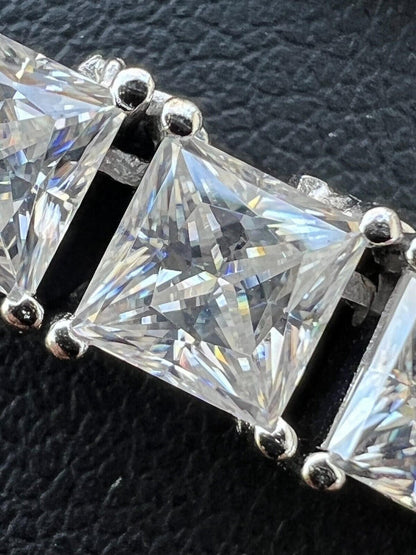 HarlemBling REAL 5mm MOISSANITE Princess Cut Square Tennis Chain Necklace Pass Diamond Tester