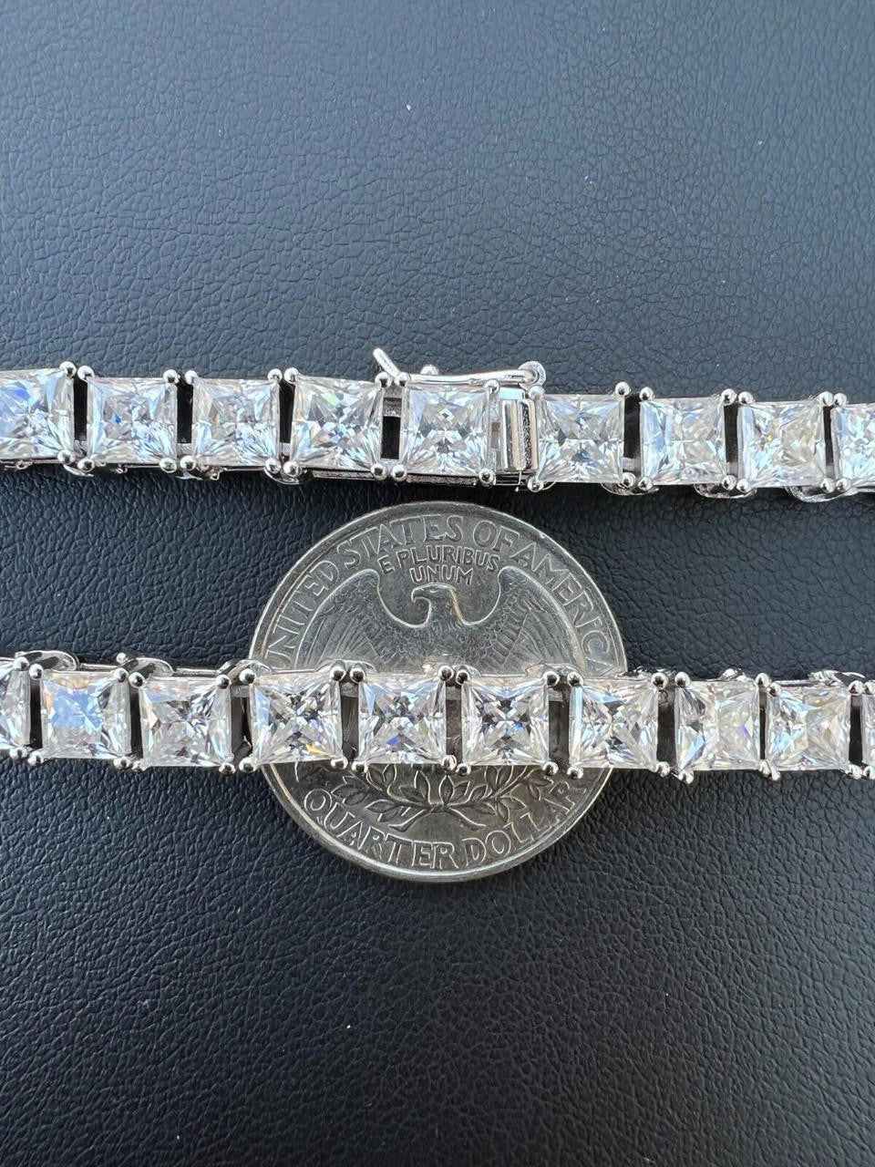 HarlemBling REAL 5mm MOISSANITE Princess Cut Square Tennis Chain Necklace Pass Diamond Tester