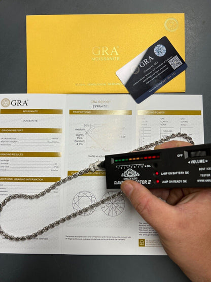 HarlemBling Real 6mm Rope Chain Necklace Bracelet Solid 925 Silver Iced 1ct MOISSANITE Clasp