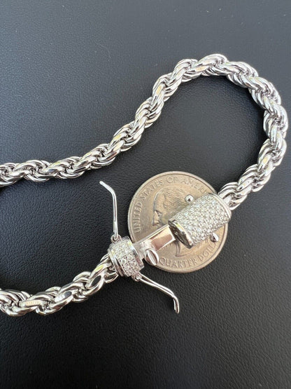 HarlemBling Real 6mm Rope Chain Necklace Bracelet Solid 925 Silver Iced 1ct MOISSANITE Clasp