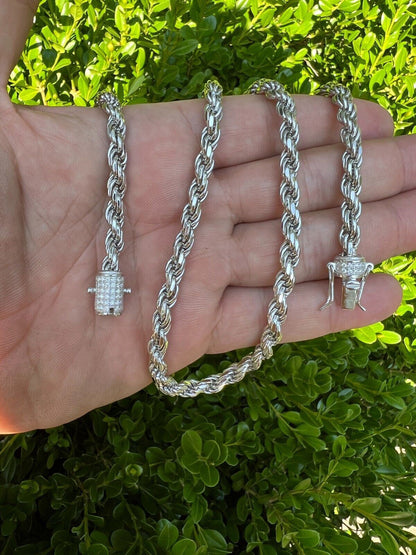 HarlemBling Real 6mm Rope Chain Necklace Bracelet Solid 925 Silver Iced 1ct MOISSANITE Clasp