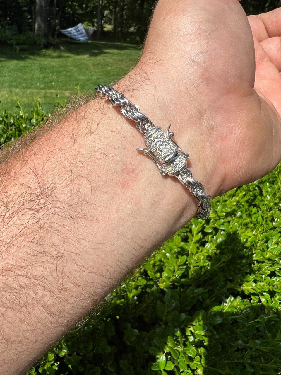 HarlemBling Real 6mm Rope Chain Necklace Bracelet Solid 925 Silver Iced 1ct MOISSANITE Clasp