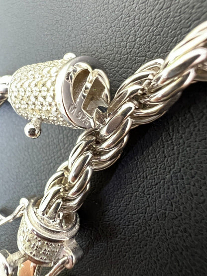 HarlemBling Real 6mm Rope Chain Necklace Bracelet Solid 925 Silver Iced 1ct MOISSANITE Clasp