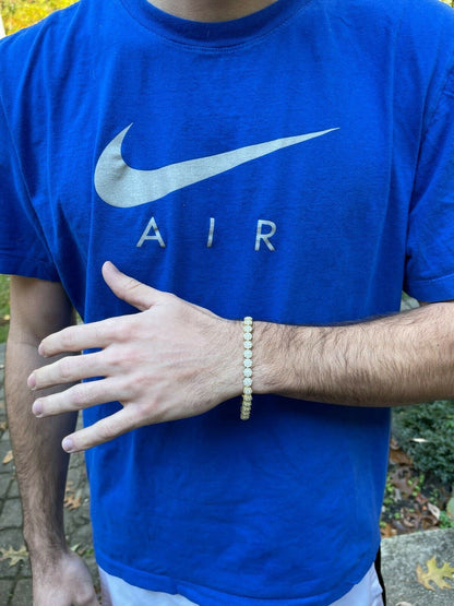 HarlemBling Real 9.5CT MOISSANITE 14k Gold Vermeil Iced Flooded Out Cluster Tennis Bracelet