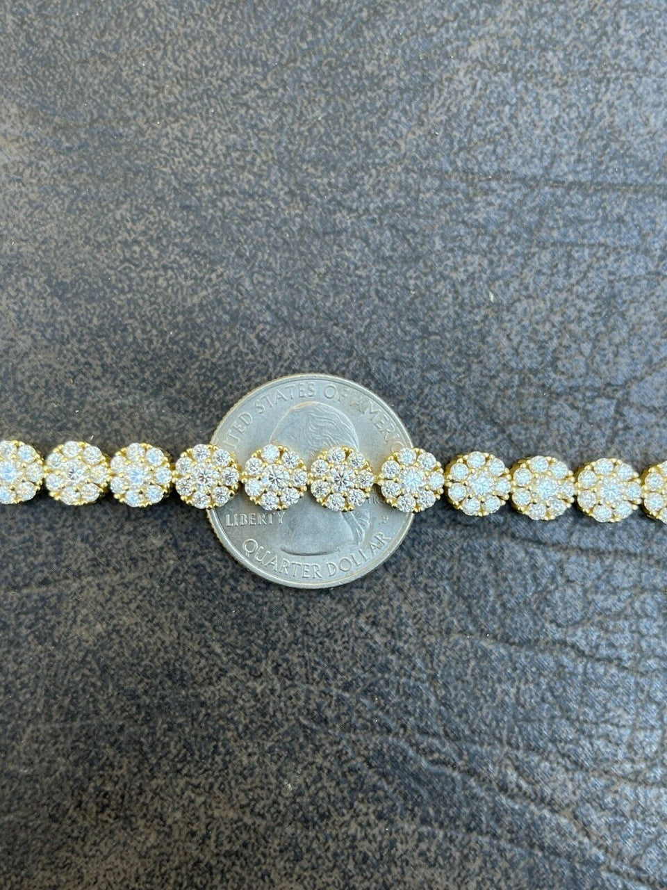 HarlemBling Real 9.5CT MOISSANITE 14k Gold Vermeil Iced Flooded Out Cluster Tennis Bracelet