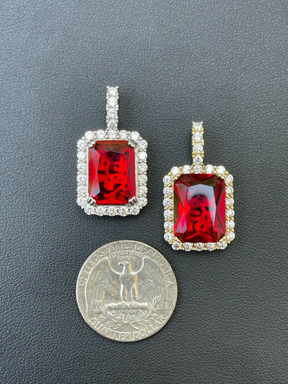 HarlemBling Real 925 Silver / 14k Gold Mens Ruby Necklace Iced Out