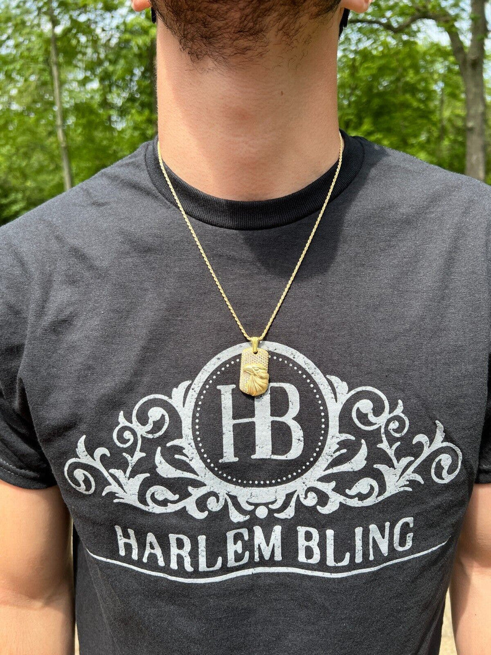 HarlemBling Real 925 Silver / 14k Gold Plated American Bald Eagle Bird Pendant Necklace Iced