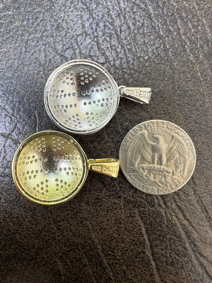 HarlemBling Real 925 Silver / 14k Gold Plated Basketball Pendant Necklace Mens Ladies Iced