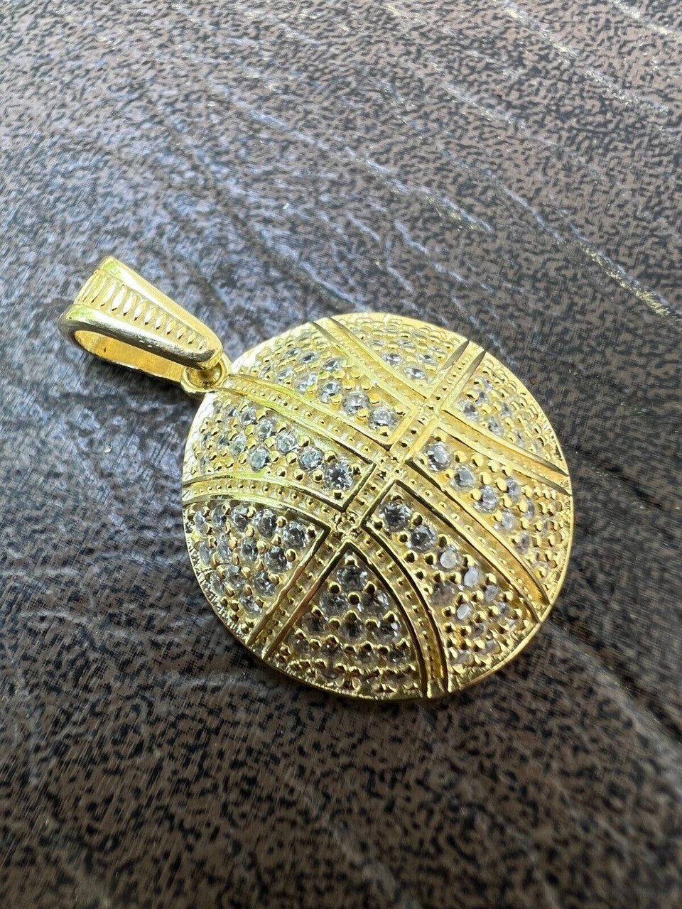 HarlemBling Real 925 Silver / 14k Gold Plated Basketball Pendant Necklace Mens Ladies Iced