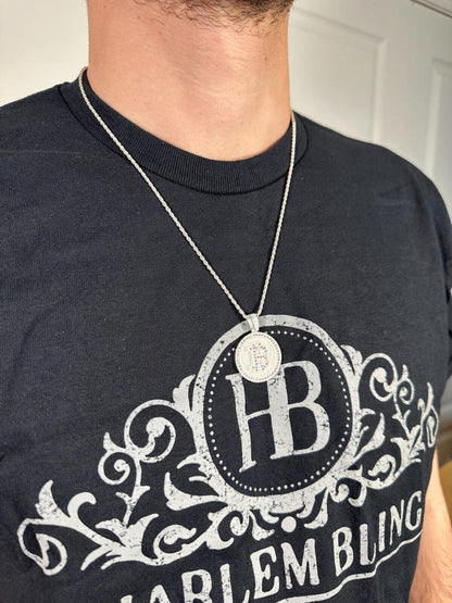 HarlemBling Real 925 Silver 14K Gold Plated Iced Letter B BITCOIN CZ Pendant Necklace HipHop