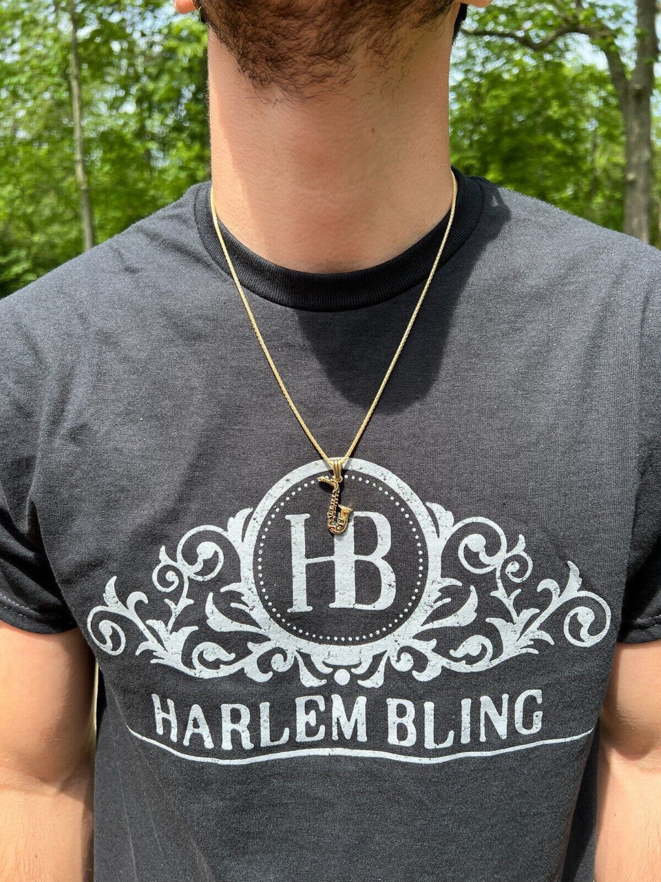 HarlemBling Real 925 Silver / 14k Gold Plated Jazz Saxophone Musical Pendant Necklace Charm