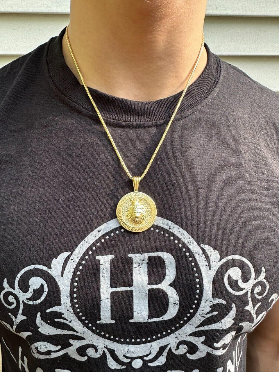 HarlemBling Real 925 Silver / 14k Gold Plated Lion King Of Jungle Medallion Pendant Necklace