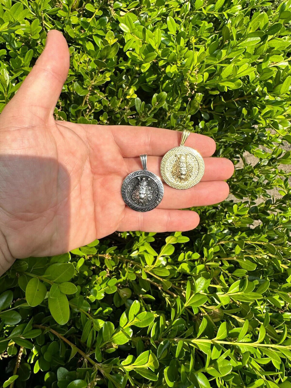 HarlemBling Real 925 Silver / 14k Gold Plated Lion King Of Jungle Medallion Pendant Necklace