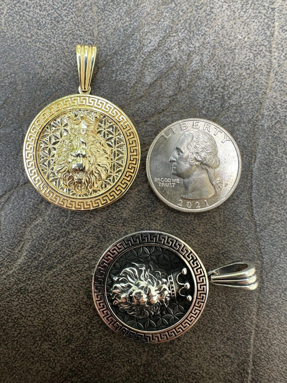 HarlemBling Real 925 Silver / 14k Gold Plated Lion King Of Jungle Medallion Pendant Necklace