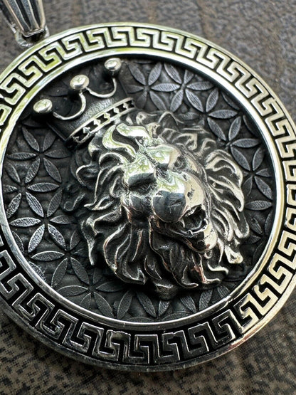 HarlemBling Real 925 Silver / 14k Gold Plated Lion King Of Jungle Medallion Pendant Necklace