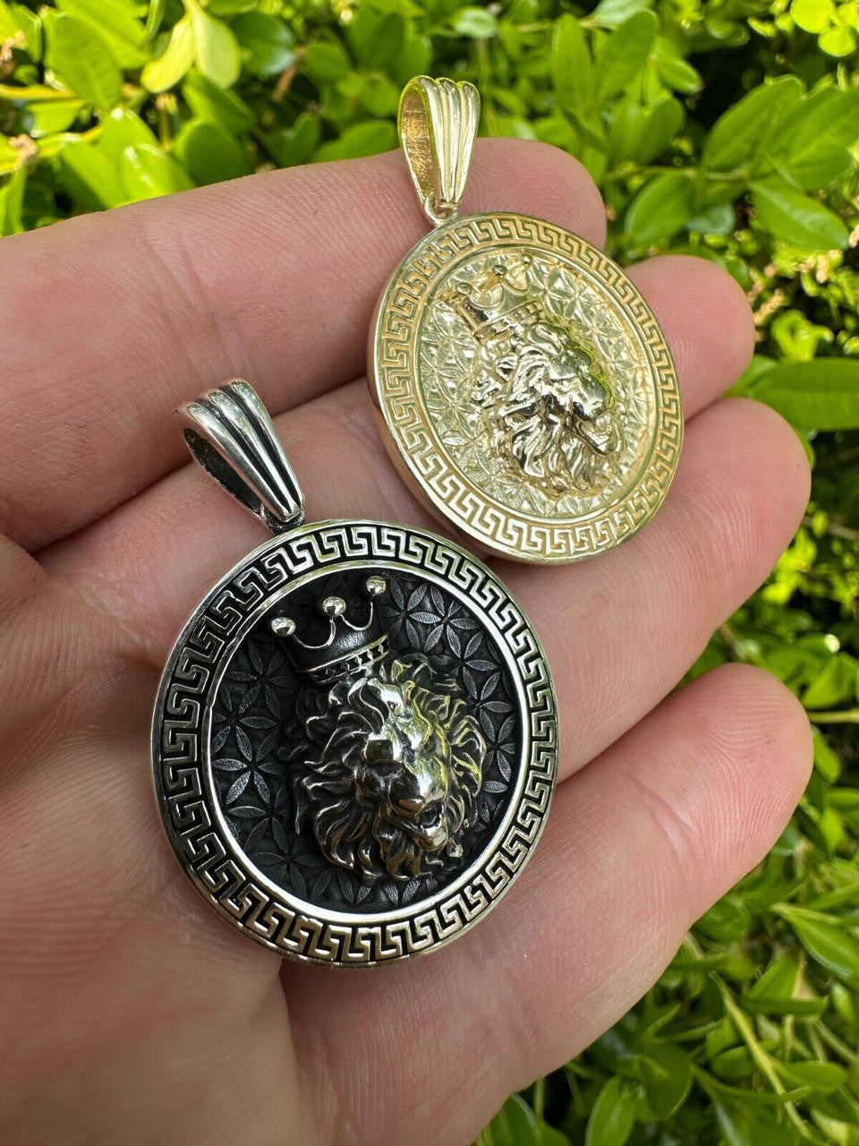 HarlemBling Real 925 Silver / 14k Gold Plated Lion King Of Jungle Medallion Pendant Necklace
