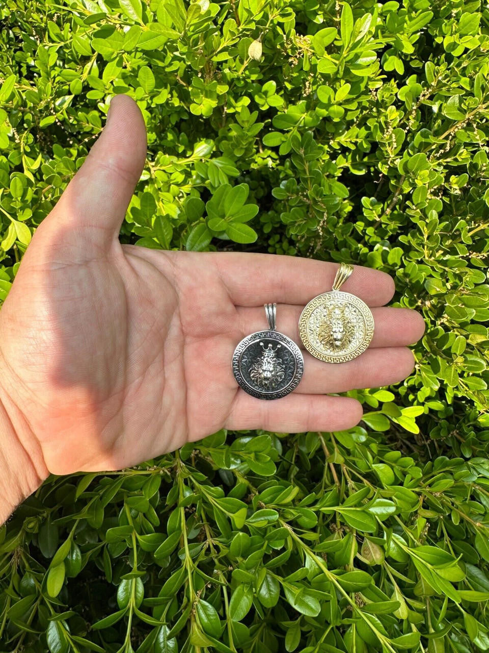 HarlemBling Real 925 Silver / 14k Gold Plated Lion King Of Jungle Medallion Pendant Necklace