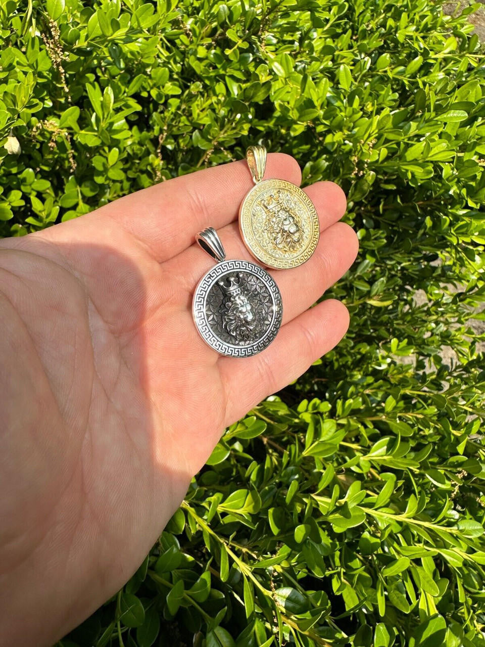 HarlemBling Real 925 Silver / 14k Gold Plated Lion King Of Jungle Medallion Pendant Necklace