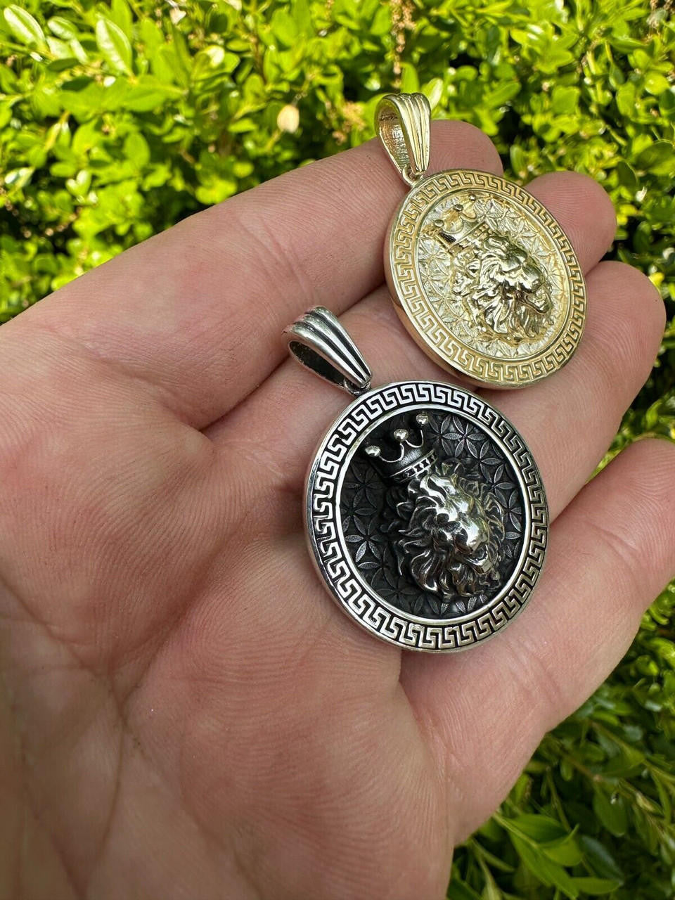 HarlemBling Real 925 Silver / 14k Gold Plated Lion King Of Jungle Medallion Pendant Necklace