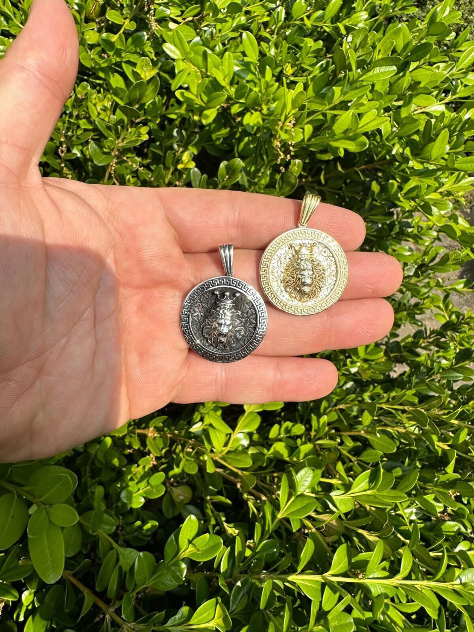 HarlemBling Real 925 Silver / 14k Gold Plated Lion King Of Jungle Medallion Pendant Necklace