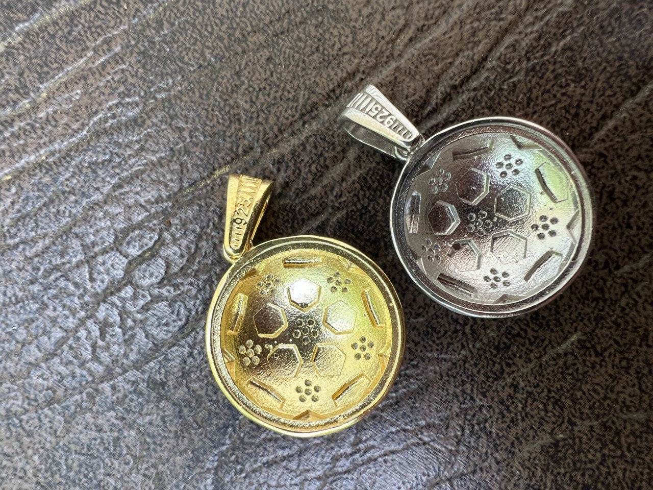 HarlemBling Real 925 Silver / 14k Gold Plated Soccer Ball Futbol Star Pendant Necklace Iced