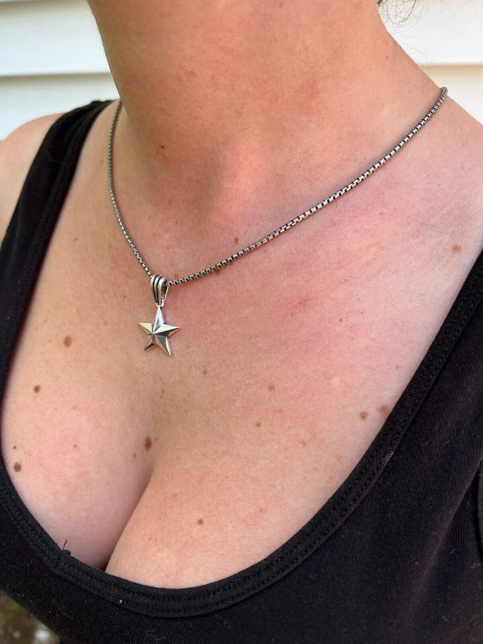 HarlemBling Real 925 Silver / 14k Gold Plated Star Superstar Oxidized Pendant Necklace Charm