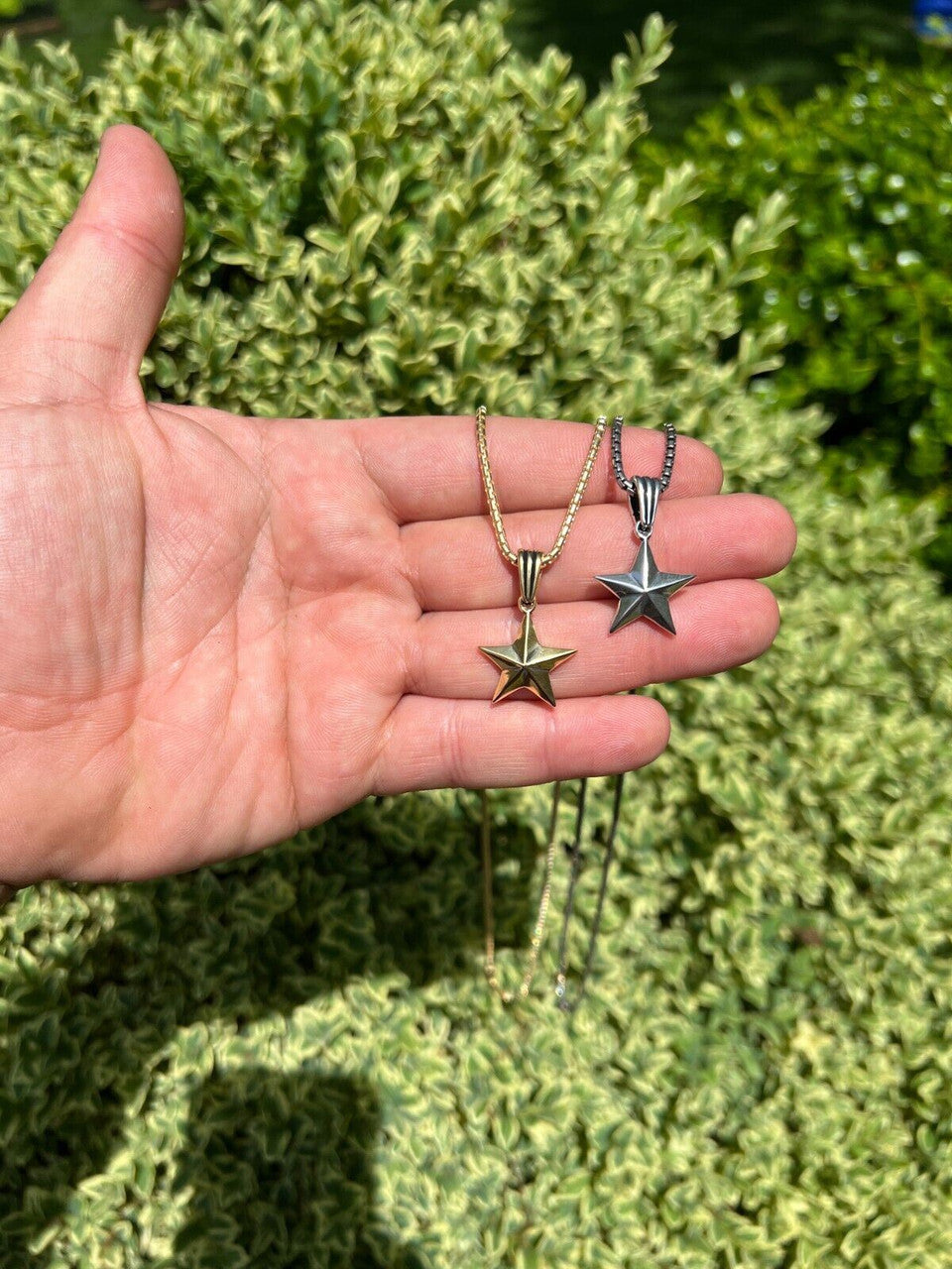 HarlemBling Real 925 Silver / 14k Gold Plated Star Superstar Oxidized Pendant Necklace Charm