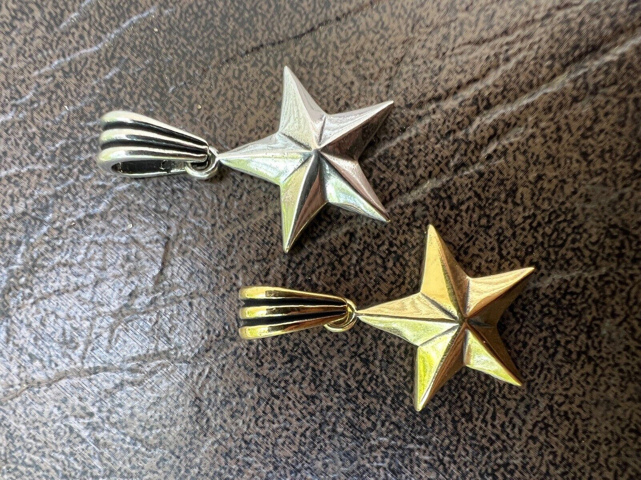 HarlemBling Real 925 Silver / 14k Gold Plated Star Superstar Oxidized Pendant Necklace Charm