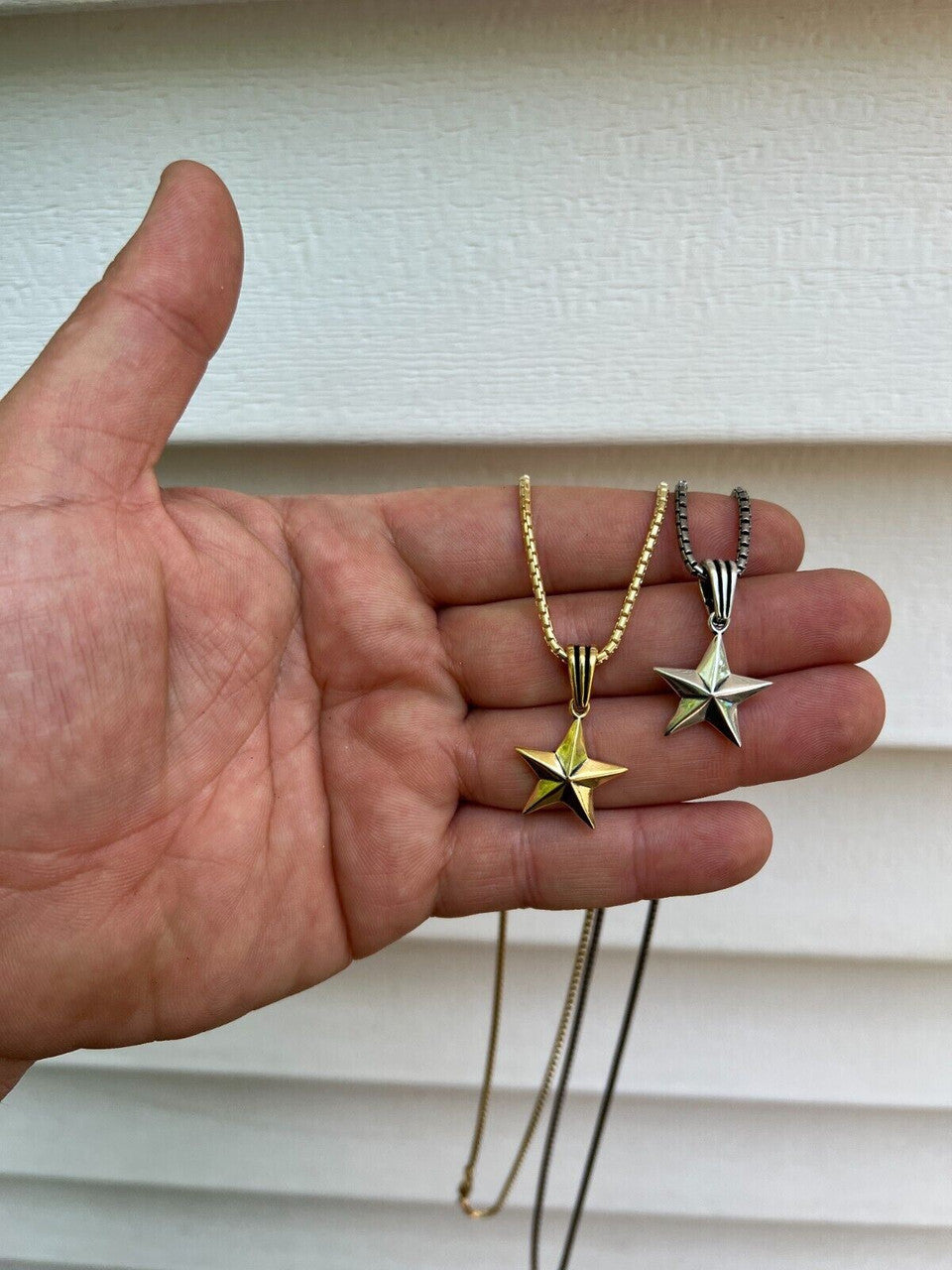 HarlemBling Real 925 Silver / 14k Gold Plated Star Superstar Oxidized Pendant Necklace Charm