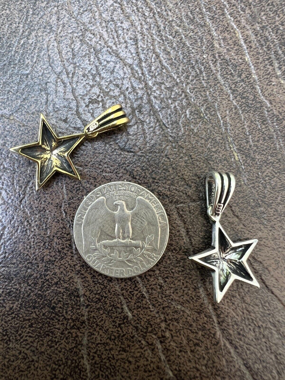 HarlemBling Real 925 Silver / 14k Gold Plated Star Superstar Oxidized Pendant Necklace Charm