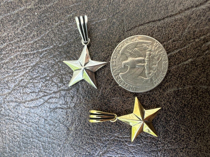 HarlemBling Real 925 Silver / 14k Gold Plated Star Superstar Oxidized Pendant Necklace Charm